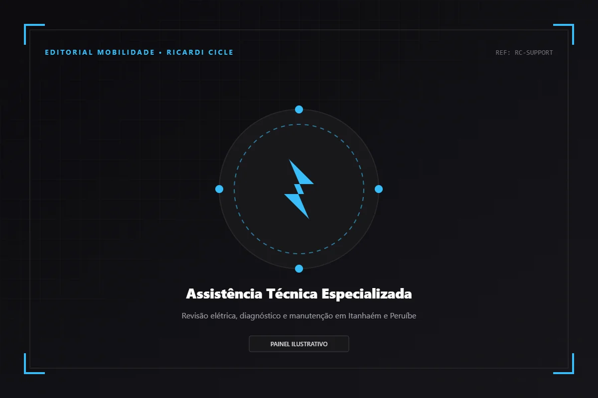 Composição editorial ilustrativa sobre suporte técnico e revisão elétrica